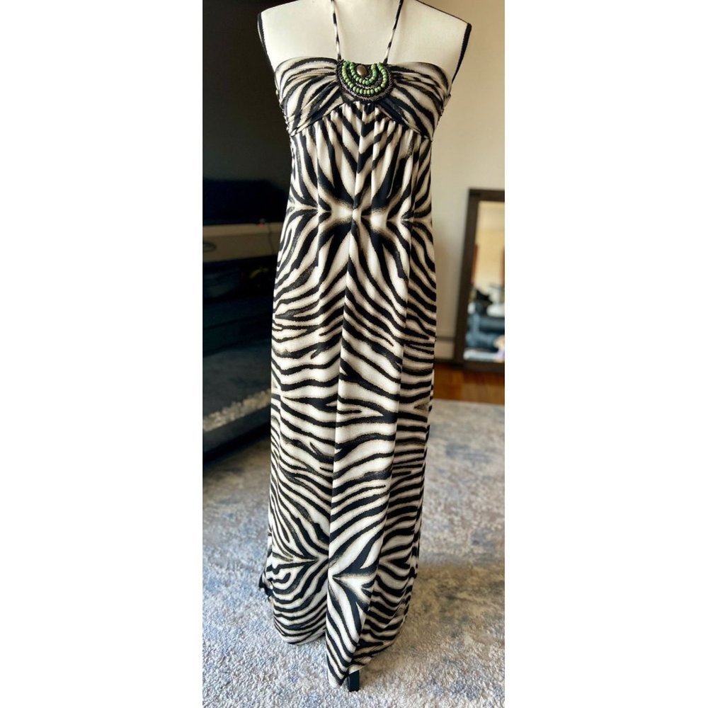 Women’s tropical jungle zebra dress